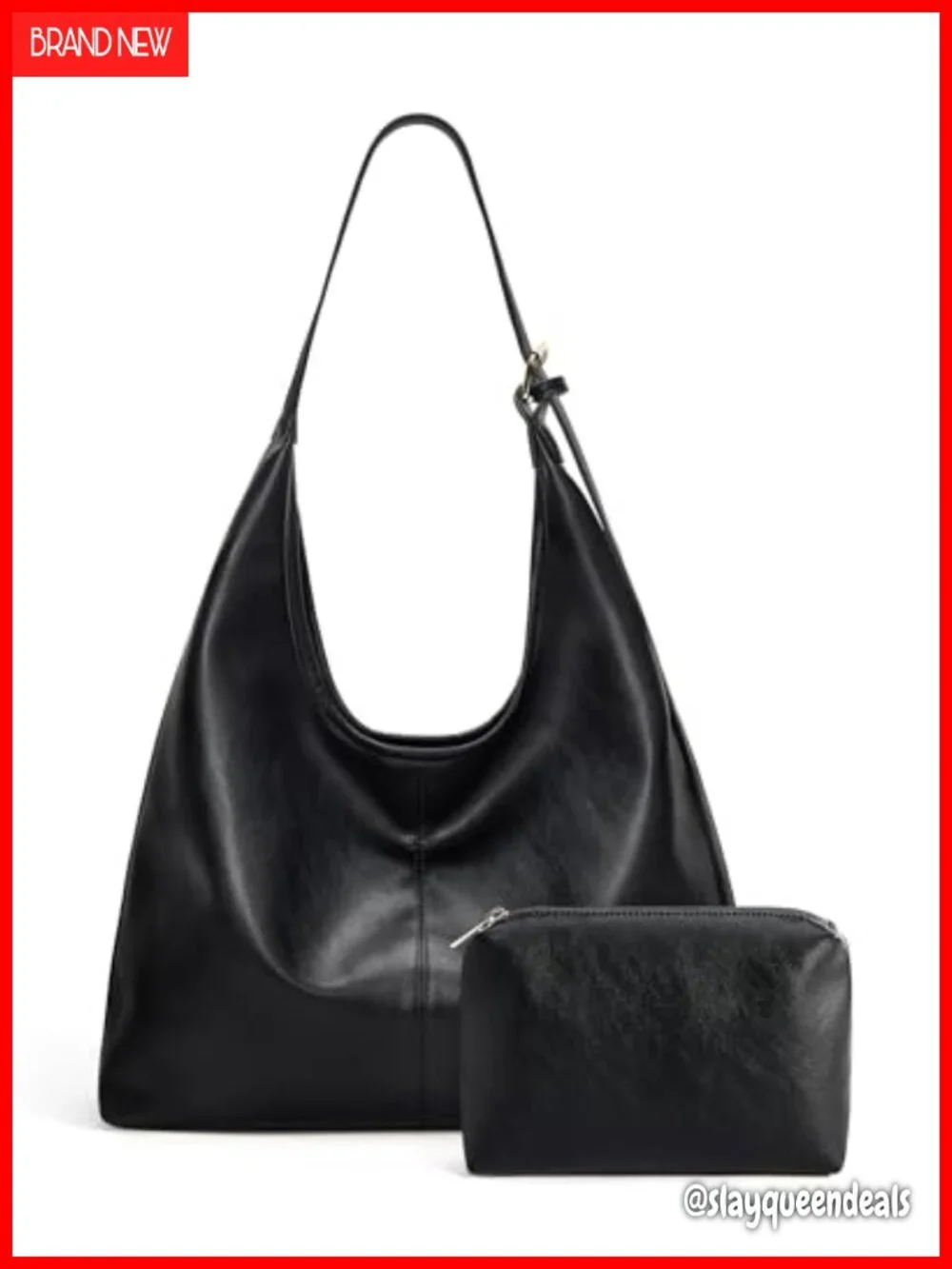 Vegan Leather Hobo Bag Purse for Women Soft Slouchy Shoulder Tote Crossbody
